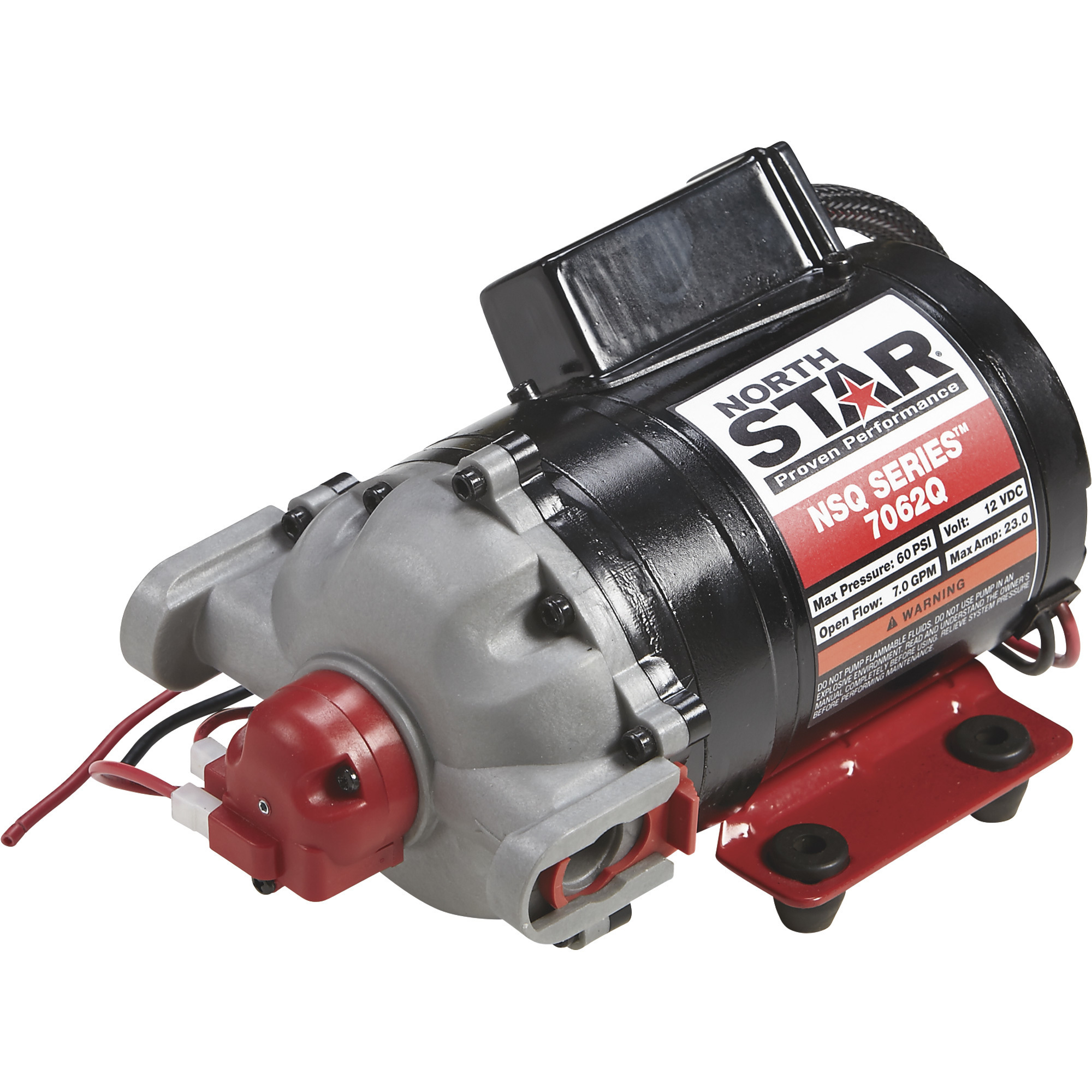 NorthStar NSQ Series 12V On-Demand Sprayer Diaphragm Pump with Quick-Connect Ports, 7.0 GPM, Turns Off @ 60 PSI